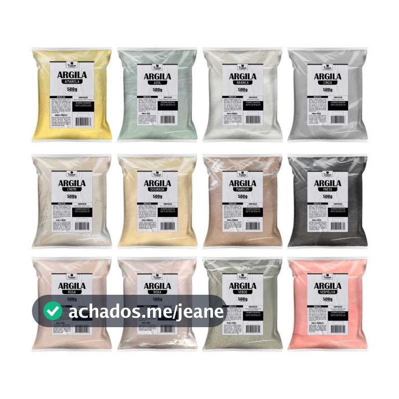Argila 500g Skin care Para Todos os Tipos de Pele -  12 Cores - Máscara Facial