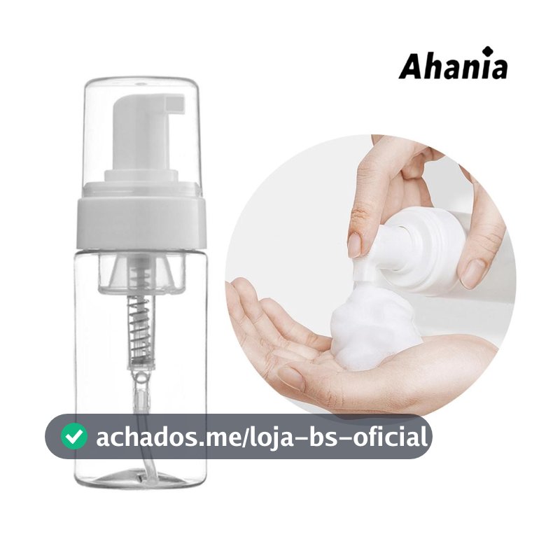 Ahania Frasco Pump Espumador Mousse Cor Transparente com Válvula Que Espuma 50/60/100/120ml Higienização Facial