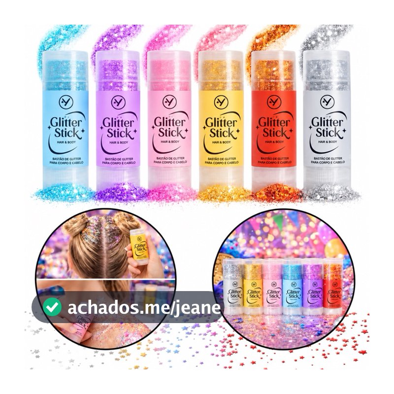 Glitter Stick Bastão de Glitter para Corpo, Rosto e Cabelo |Maquiagem Brilho Carnaval, Festa,Teatro, Dia cabelo Maluco