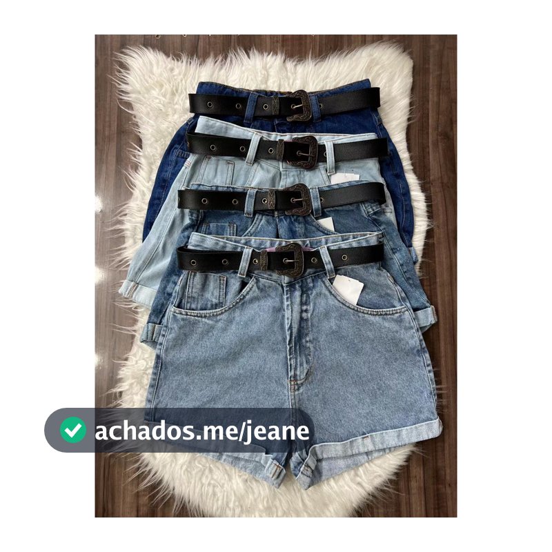 Short Mom Jeans Sem Lycra Com Cinto Couro Feimina