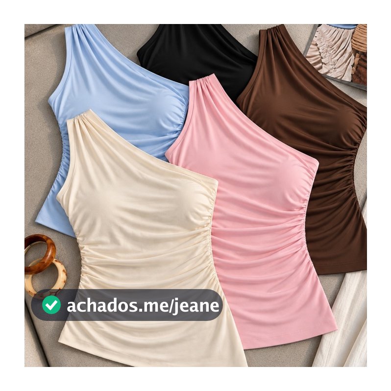 Kit 2 Blusa Feminina Elegante Franzida Mula Manca Assimétrica Casual Promoção envio em 24 horas