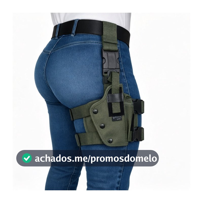 Coldre Tático Robocop Verde – Ajustável Cintura/Perna | Lado Direito (Destro) | Uso Airsoft & Tático