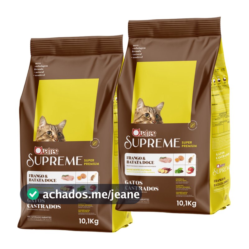 Kit 2 Ração Quatree Supreme Gatos Castrados Frango 10,1Kg