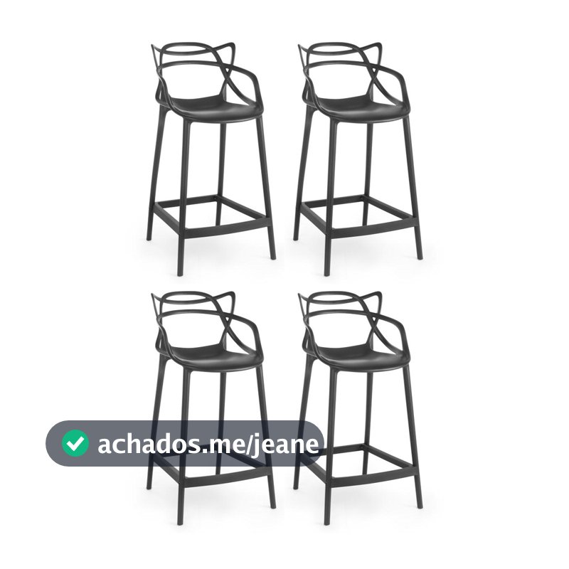 Kit 4 Banquetas Média Allegra 66cm Design Cozinha/Bancada