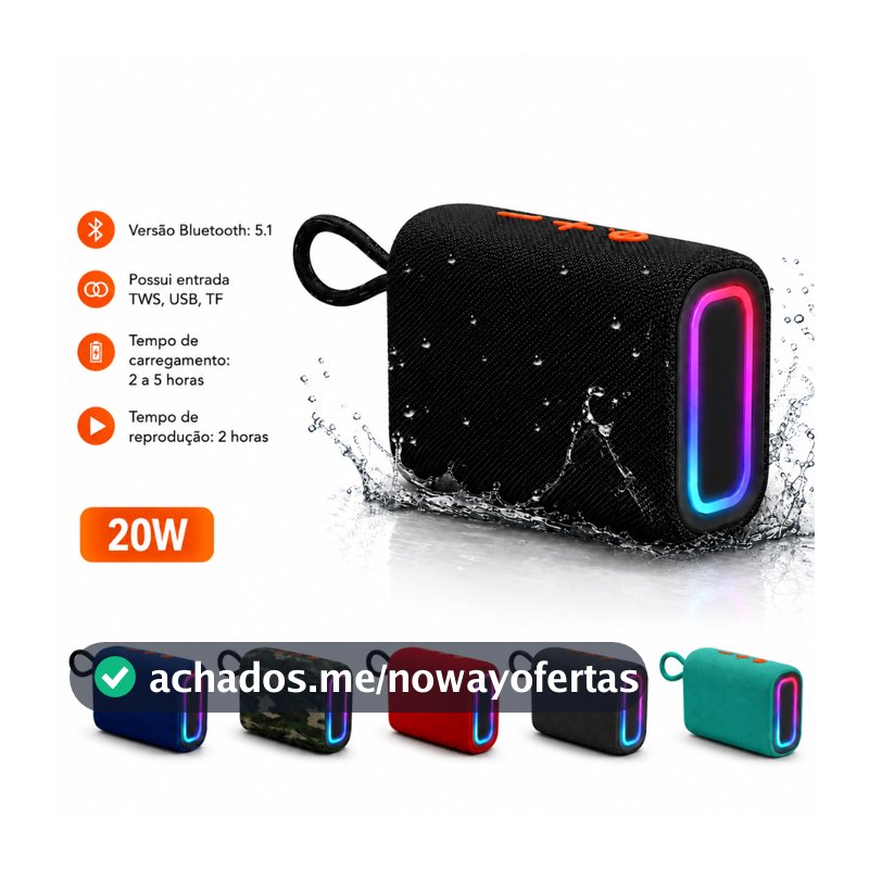 Caixa Caixinha De Som Bluetooth Sem Fio Tws Portátil Pendrive Usb 20w Estilo Go4
