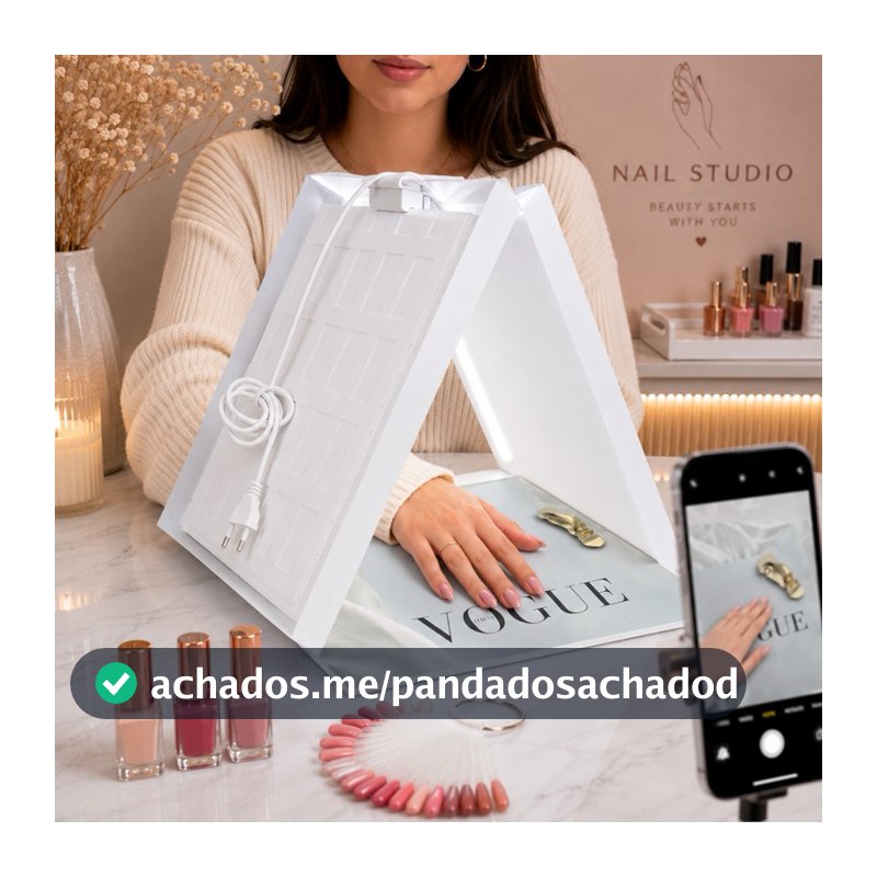 Cabana para Fotos Bivolt 30x30 Mini Estúdio Fotográfico para Unhas + Capa revista cenario Fake