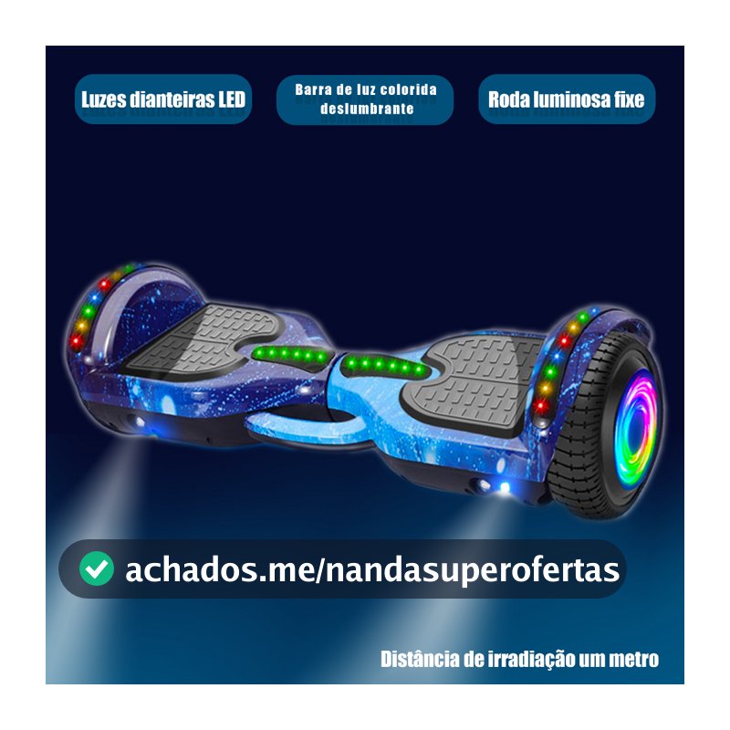 Hoverboard 6.5" Overboard Infantil Elétrico Skate Led Bluetooth Bateria Grande Autonomia Motor Brushless