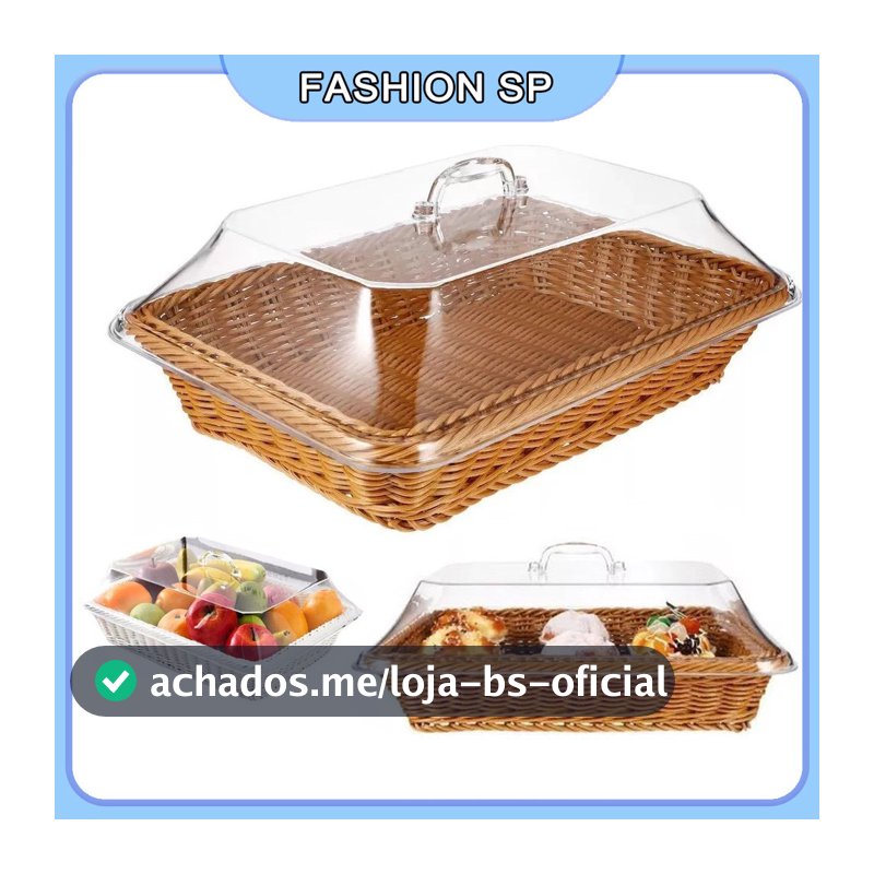 Cesta De Pão De Vime Acrílico Com Tampa Cesta De Frutas E Vegetais Feita À Mão Para Alimentos