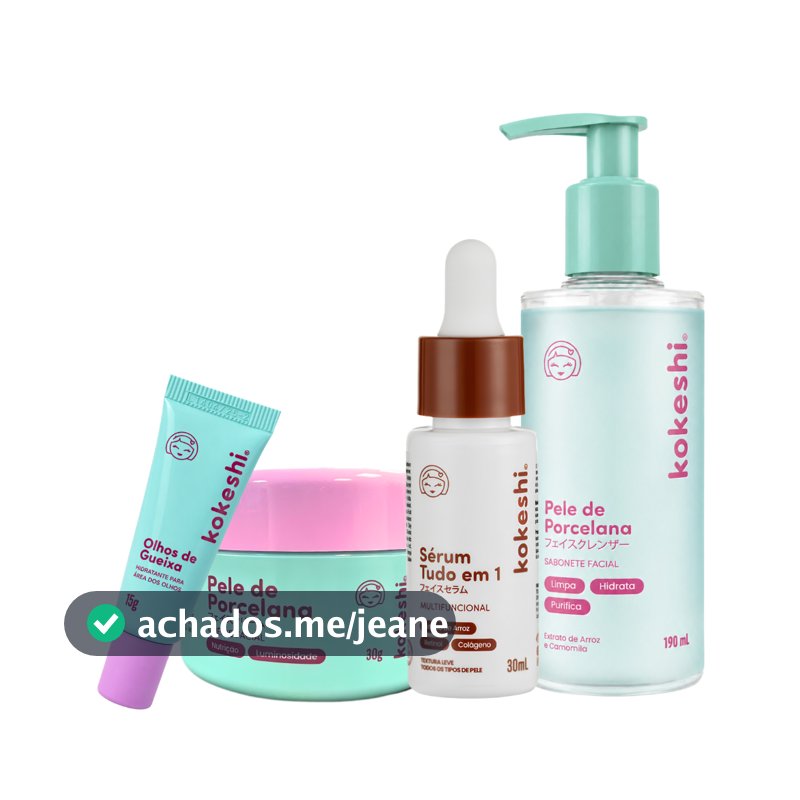 Kit Rotina Skin Care Sérum Tudo em 1 Multifunção Sabonete e creme hidratante facial