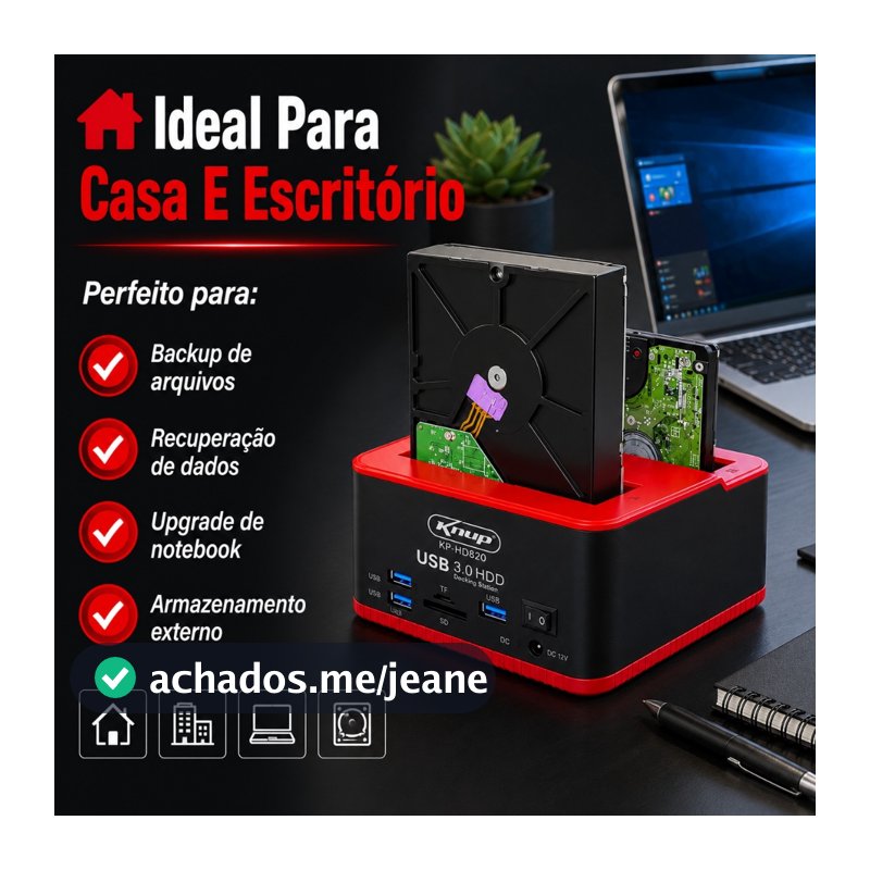Dock Station 2Hd Sata USB 3.0 Knup Pc Notebook Hdd Sata 3.5 E 2.5