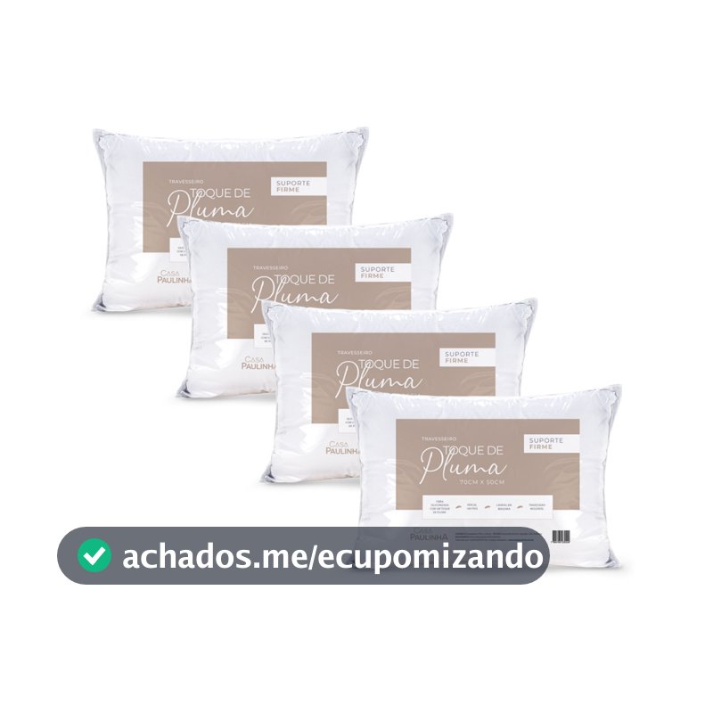 kit 4 Travesseiros Pluma Firme Confortável e Macio 50 x 70 Cm - 180 fios