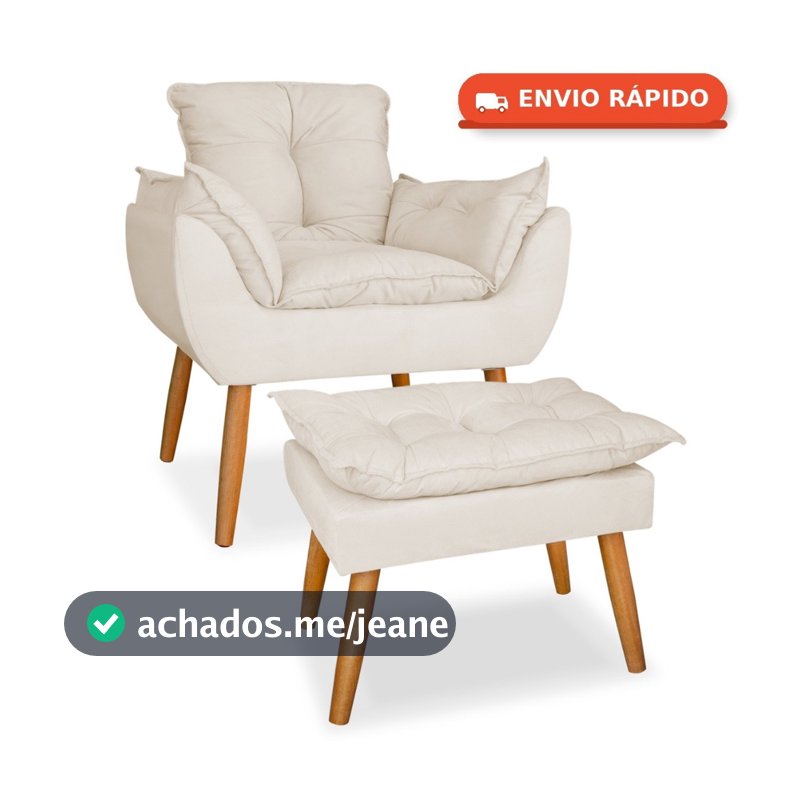 KIT POLTRONA OPALA+PUFF PARA AMAMENTAÇÃO SUEDE PÉ PALITO C