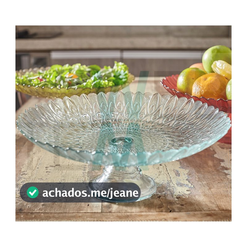 Centro de Mesa Fruteira de Vidro com Pé Pluma Vitazza para Decoração, Organização e Mesa Posta