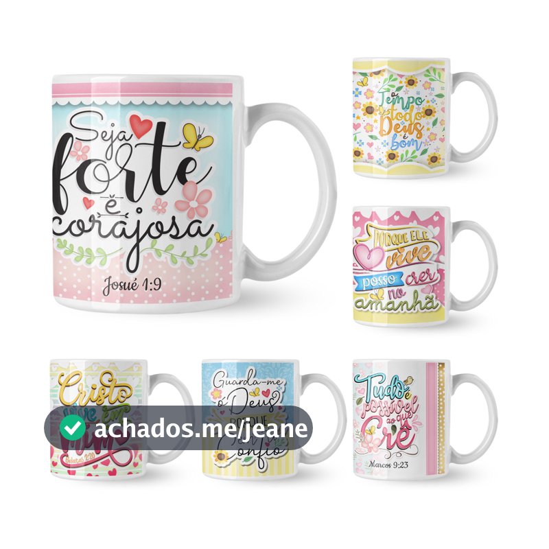 12 Canecas Frases Bíblicas Personalizadas 320 ml Atacado
