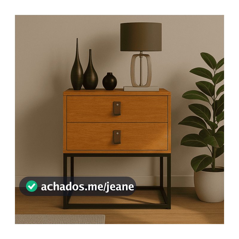 Mesa De Cabeceira Unic 45 Pés de Ferro Industrial Para Quarto 2 Gavetas