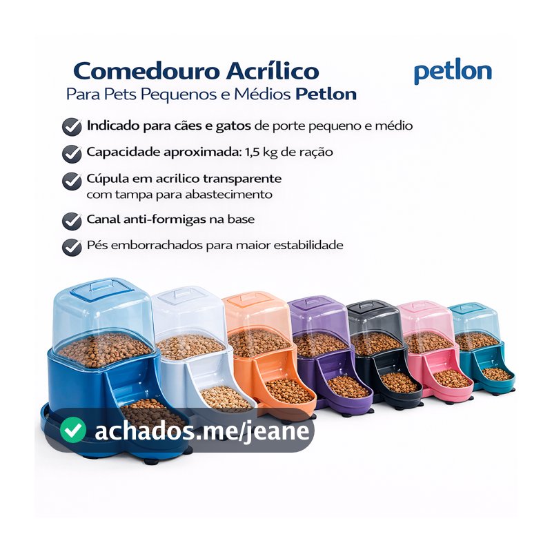 Comedouro P/cães E Gatos Médio/pequeno Porte Acrilico Petlon