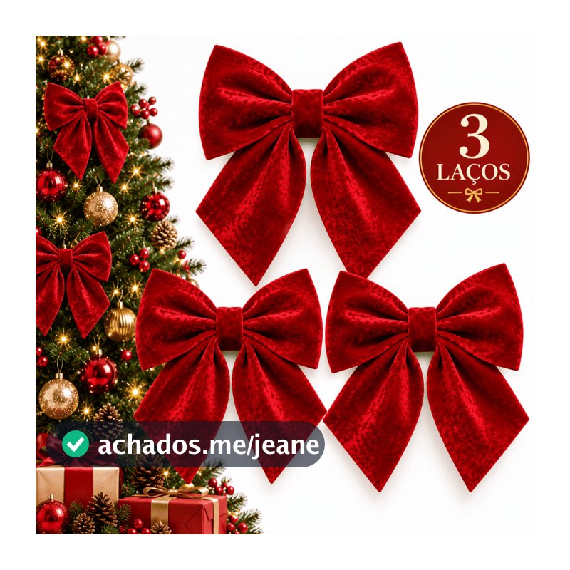 Laço Veludo Grande Para Enfeite Arvore de Natal Vermelho Decoração Luxo Alta Qualidade Laço Gigante Estruturado
