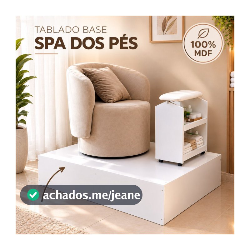 Tablado para Spa dos Pés Branco | Plataforma BASE 100% MDF para Cadeira Estética, Podologia, Manicure e Salão