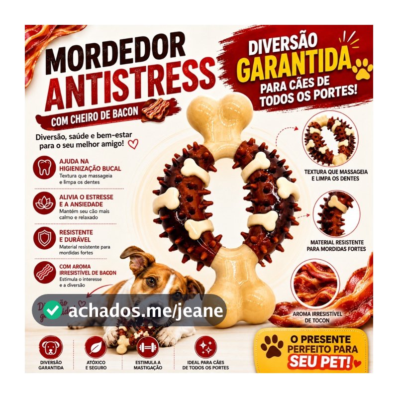 Mordedor resistente anti stress - Mordedor Osso Flatter Oval - Premium - Envio Imediato