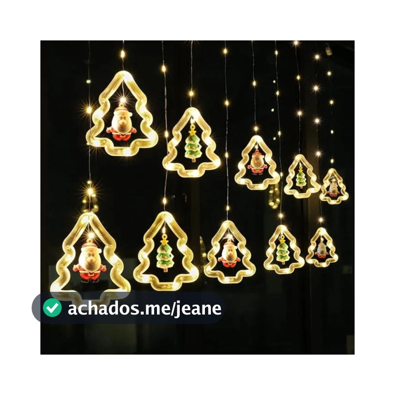 Cascata Varal Pisca Led De Natal Árvore Estrela Papai Noel