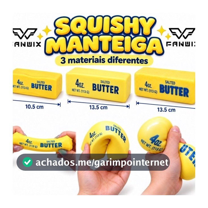 Brinquedo Squishy De Espuma Barra De Manteiga Butter 13.5cm Sensorial Mole Slow, Fanwix
