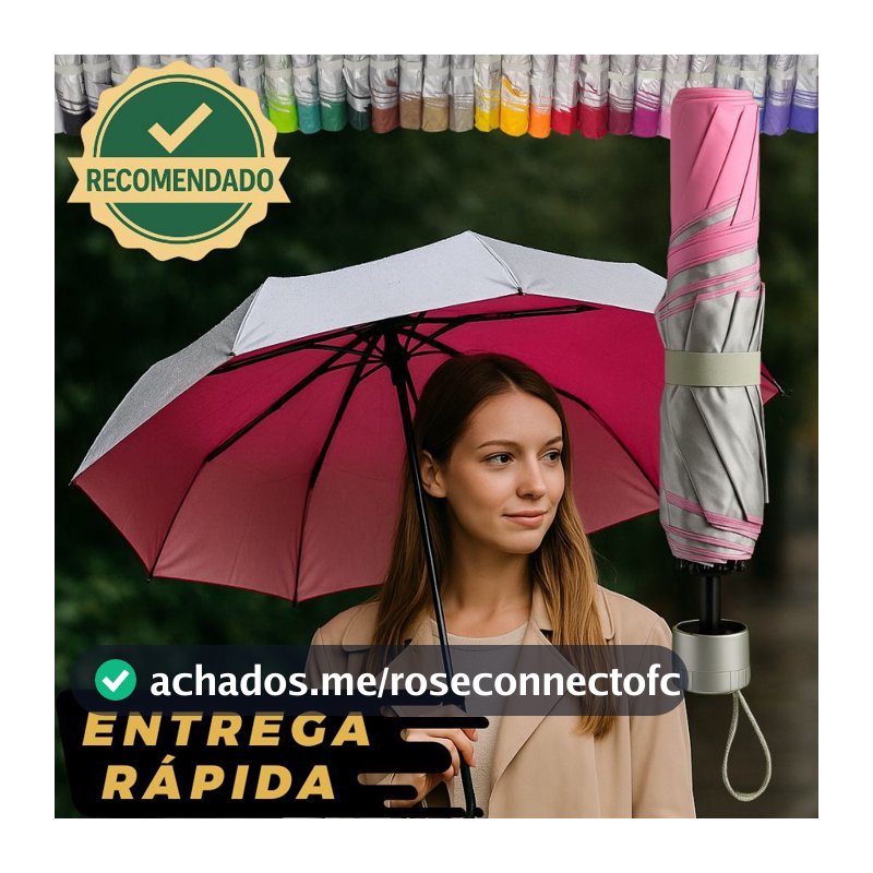 Guarda Chuva Dupla Face Reforçado Contra Raios UV Dobrável Compacto Manual Portátil Secagem Rápida