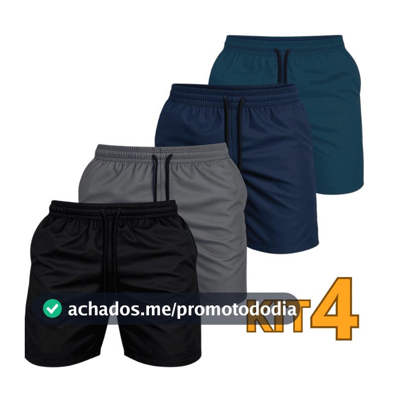 Kit 4 Shorts Tactel Masculino Mauricinho  Tectel Grosso Bermuda Básica Calção Liso Academia Treino Praia