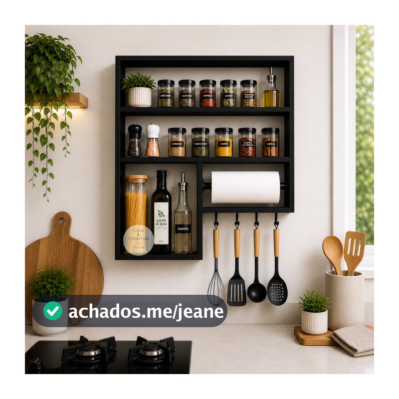 Nicho Porta Tempero com Gancho Para Cozinha Prateleira(13)
