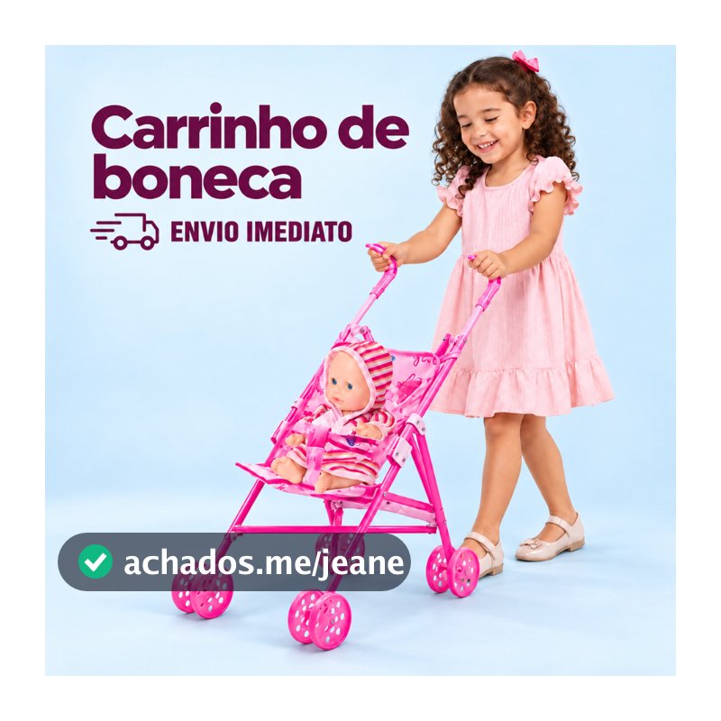 Carrinho de Boneca Infantil Rosa com Bebê Reborn Dobrável Leve Brinquedo Menina Passeio Divertido
