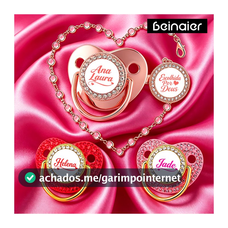 Kit Chupeta de Bebê Personalizada com Foto e Nome,Bico Redondo/Ortodôntica,0 a 36 meses,BPA Free