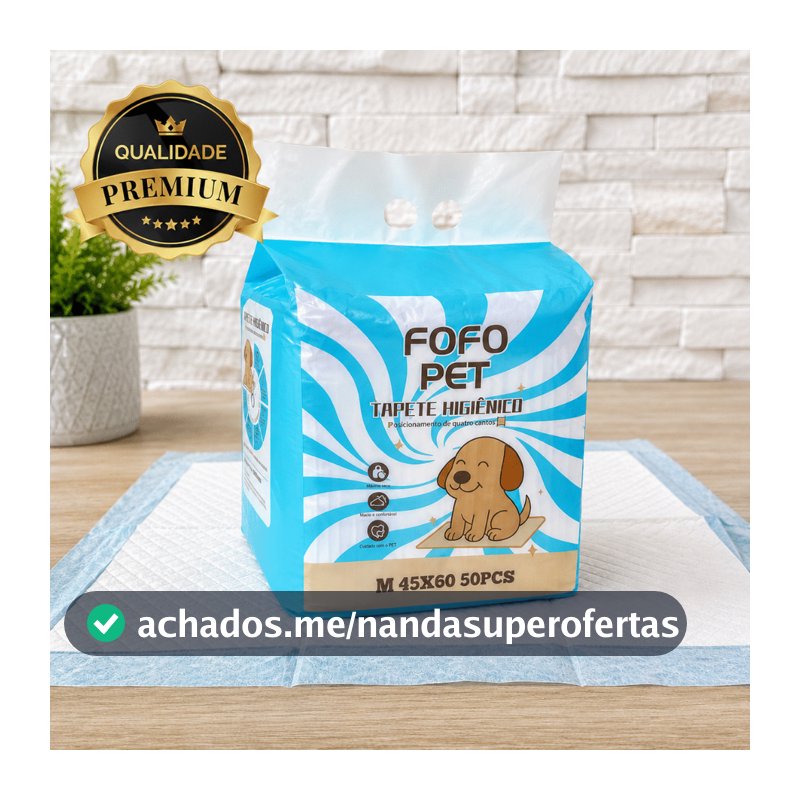 Kit 50 Tapete Pet Higiênico Grande Absorvente Cachorro Sanitário Adestramento Banheiro Fralda Xixi