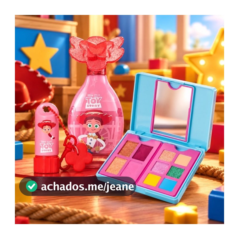 Kit Presente Toy Story: Colônia Vaqueira Valente 100ml + Paleta Memórias Felizes 10g + Balm Labial 3g