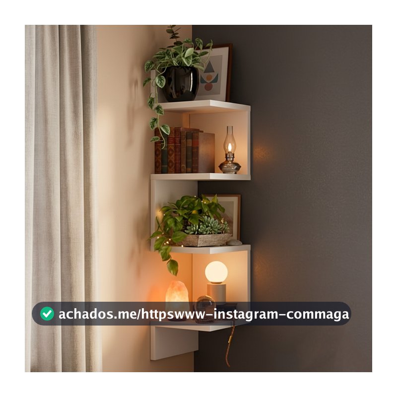 Prateleira De Canto Livros Nicho Mdf Decoração Branca Preta