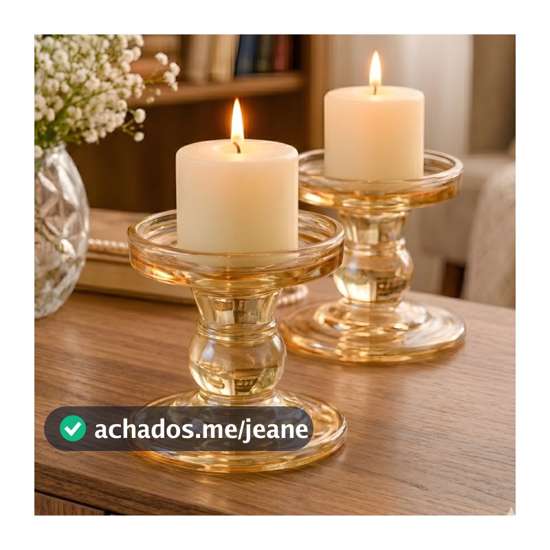 Castiçais de Vidro Porta Vela Enfeite Decoração Âmbar - elegante luxo decoração requinte velas