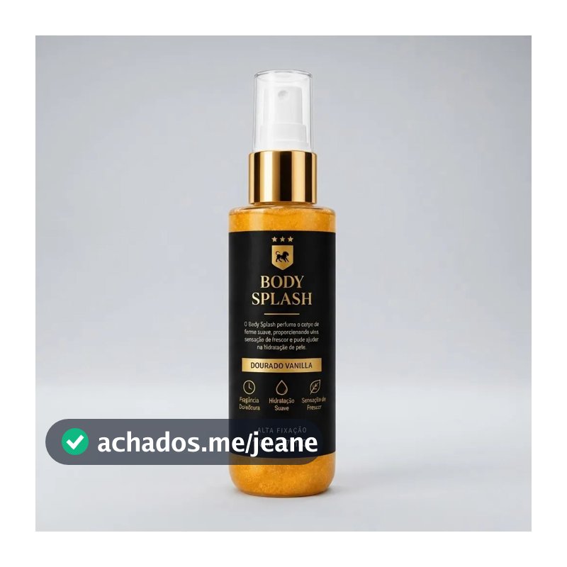 Body Splash Feminino Dourado Vanilla com Brilho Hair Premium Alta Fixação 110ml Spray