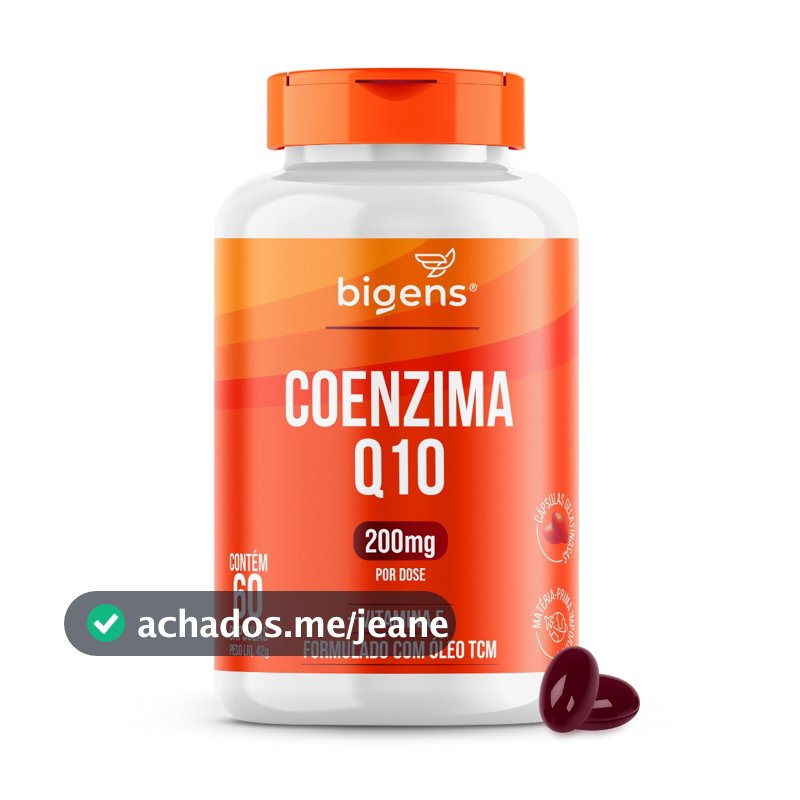 Coenzima Q10 200mg com vitamina E 10mg, alta concentração, 60 cápsulas, Bigens (Unidade)