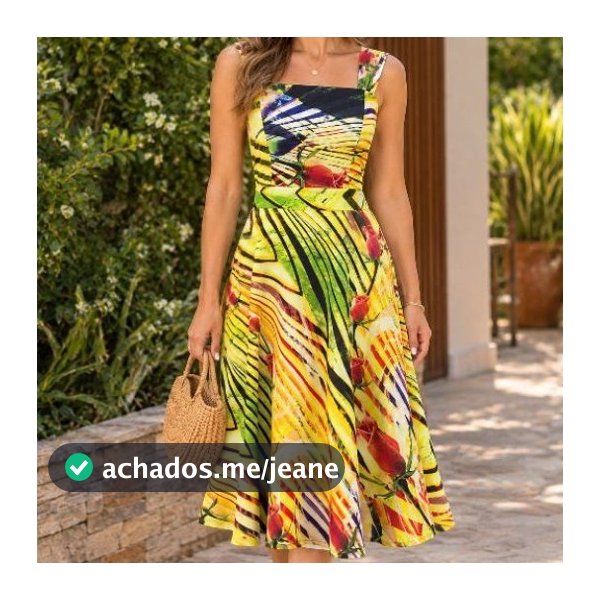 Vestido midi godê Onda Sonora novo M