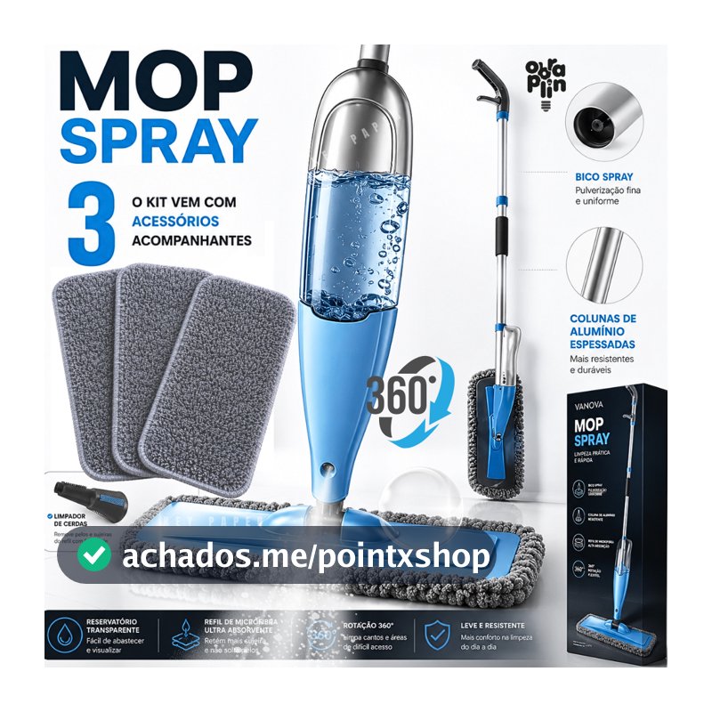 Mop Spray Rodo Esfregão Mágico Reservatório Grande Inteligente Microfibra Premium Limpeza Flash Flat Limpeza Pesada