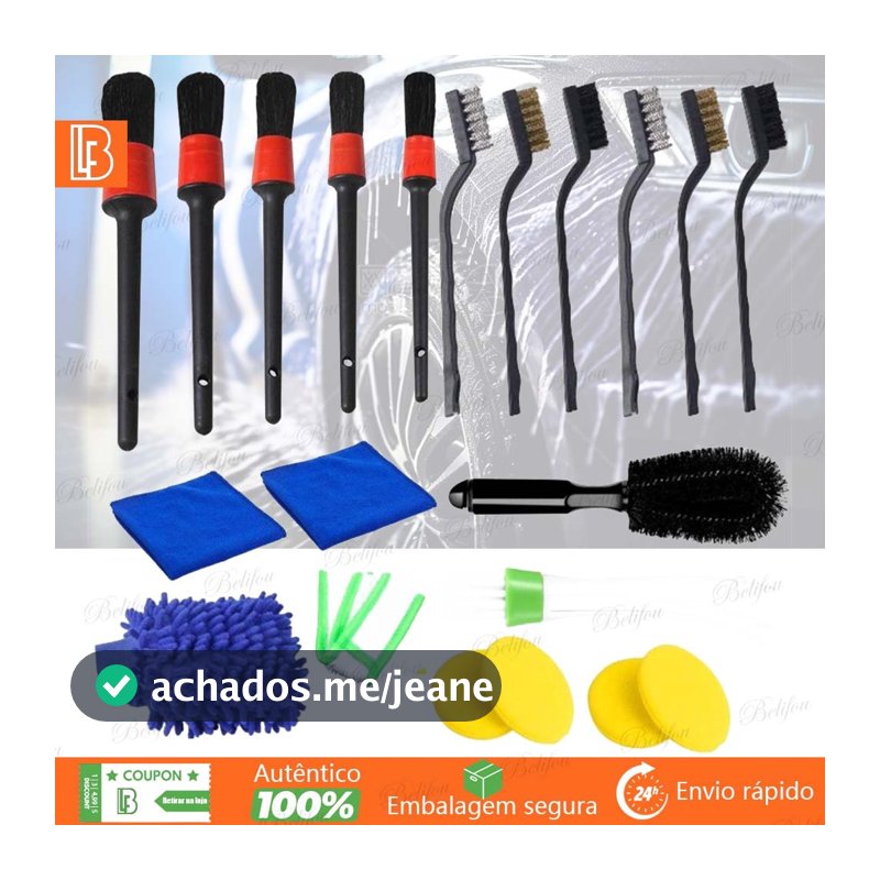 20 PCS Kit de Escovas de Limpeza de Carro Luvas de Lavagem de Carro