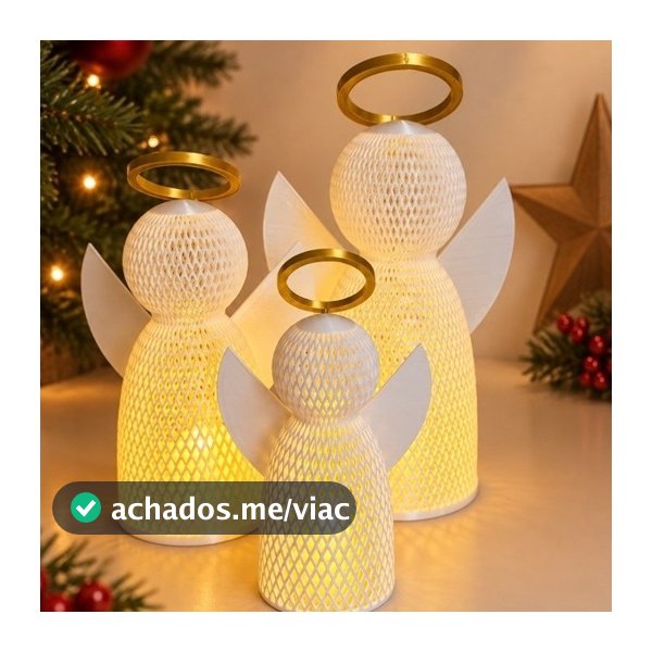 Anjo de Natal em Malha com Vela de LED – Decoração Natalina