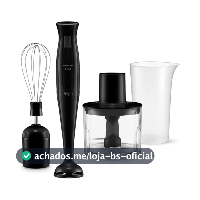 Mixer Elétrico Triturador Desmontável Liquidificador Chef MIX-20 3 em 1 200W  Preto Elgin - 127V