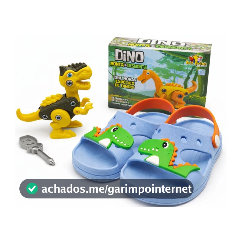 Sandália Menino Confortável Antiderrapante super leve macio + Brinquedo Dinossauro