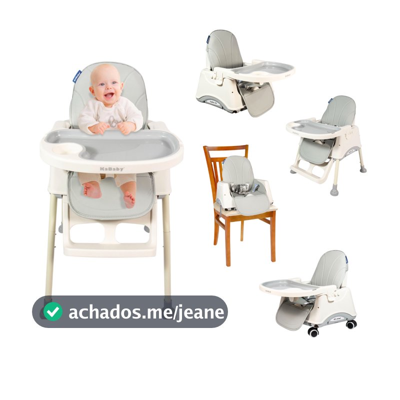 Cadeira De Alimentação Portátil Bebê Multifuncional 4 em 1 Gourmet C/ Cinto Bandeja Dupla Rodinhas Até 25kg