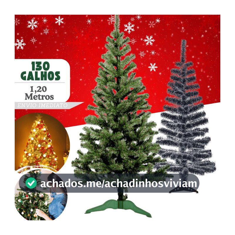 Árvore De Natal Pinheiro Nevada Verde Altura 1,20m C/144 Premium NevadaGalhos Decoração Pinheiro Canadense