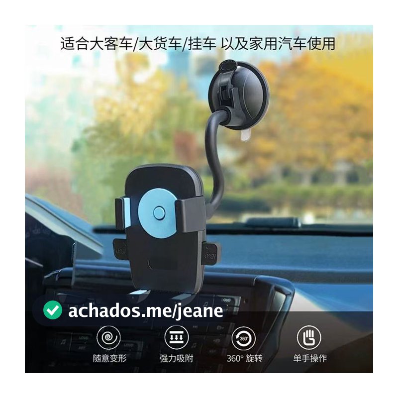 Suporte Veicular Carro Para Celular 360º Fixação Ventosa Haste Firme Ajustável LE-023