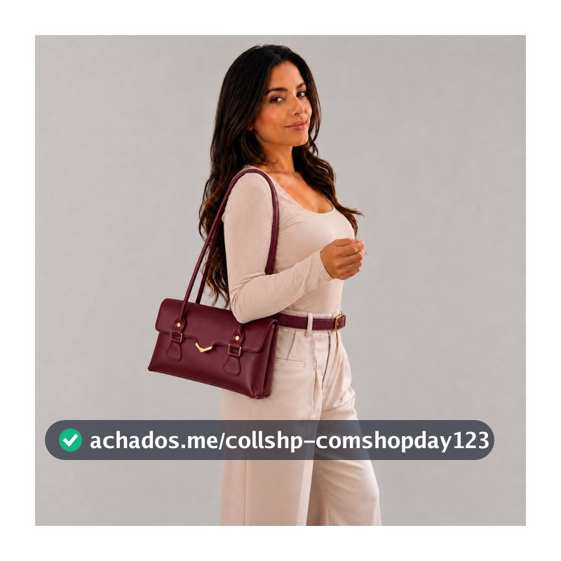 Bolsa Feminina de ombro com Alça Longa , Bolsa Elegante e Espaçosa com detalhes em dourado