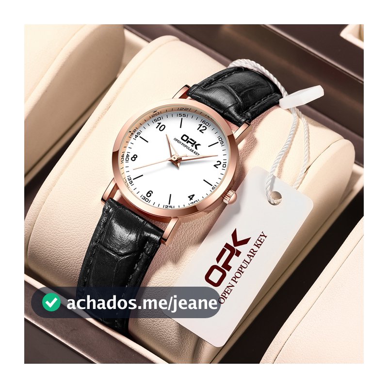 OPK Relógio Feminino Pulseira à Prova D'água, Luminoso, Luxo Orient, Muito Elegante - Preto 8613