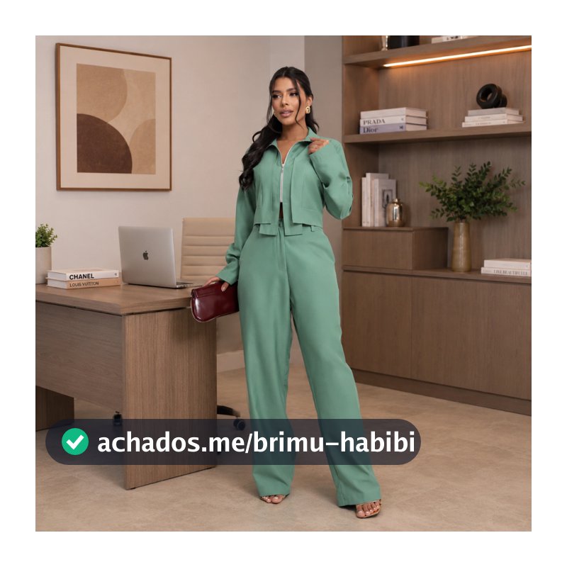 Conjunto Feminino Alfaitaria Marrant Calça Reta Blusa Manga Longa Zíper Feminina Confortável Fardamento Roupa