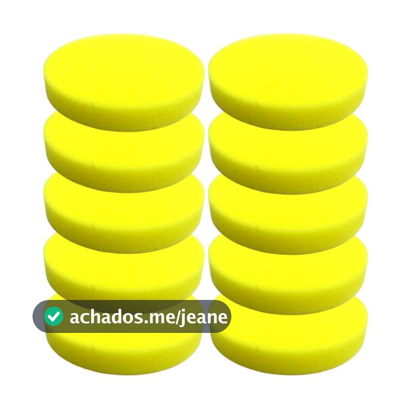 Kit 10 Aplicadores De Espuma Automotivo Amarelo Para Ceras/ Polidores/ Revitalizadores de Plásticos