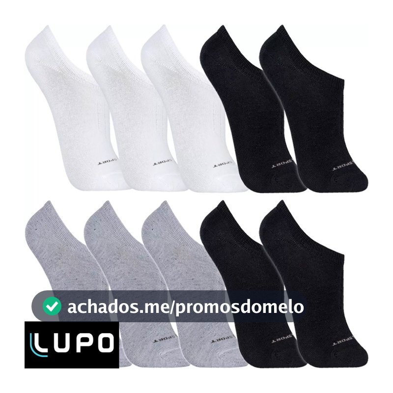 Kit 10 Pares Meias Lupo Original Sapatilha Cano Curto Algodão Confortável Esportiva Academia